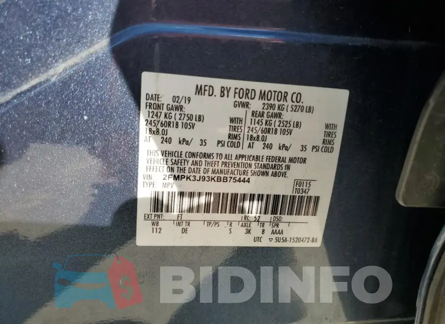 2FMPK3J93KBB75444 Photo# 14