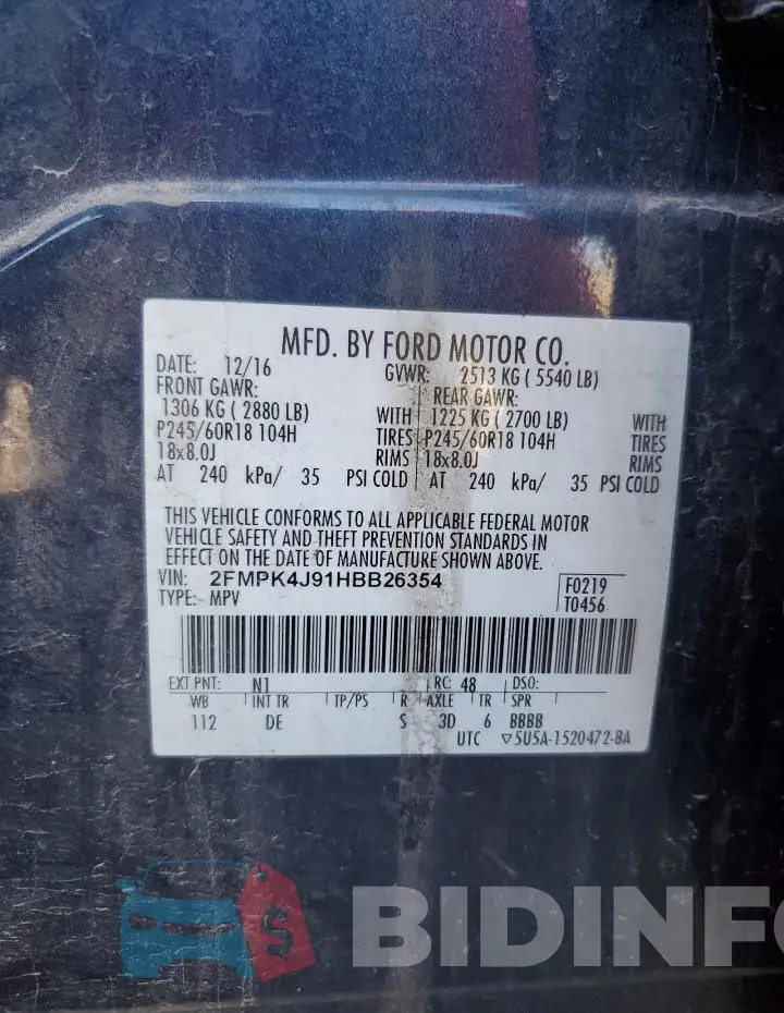 2FMPK4J91HBB26354 Photo# 13