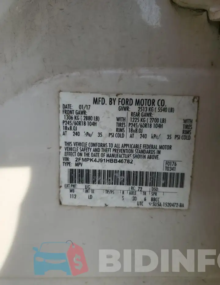 2FMPK4J91HBB46782 Photo# 14