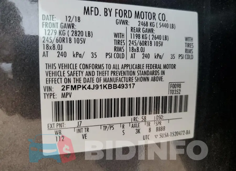 2FMPK4J91KBB49317 Photo# 14