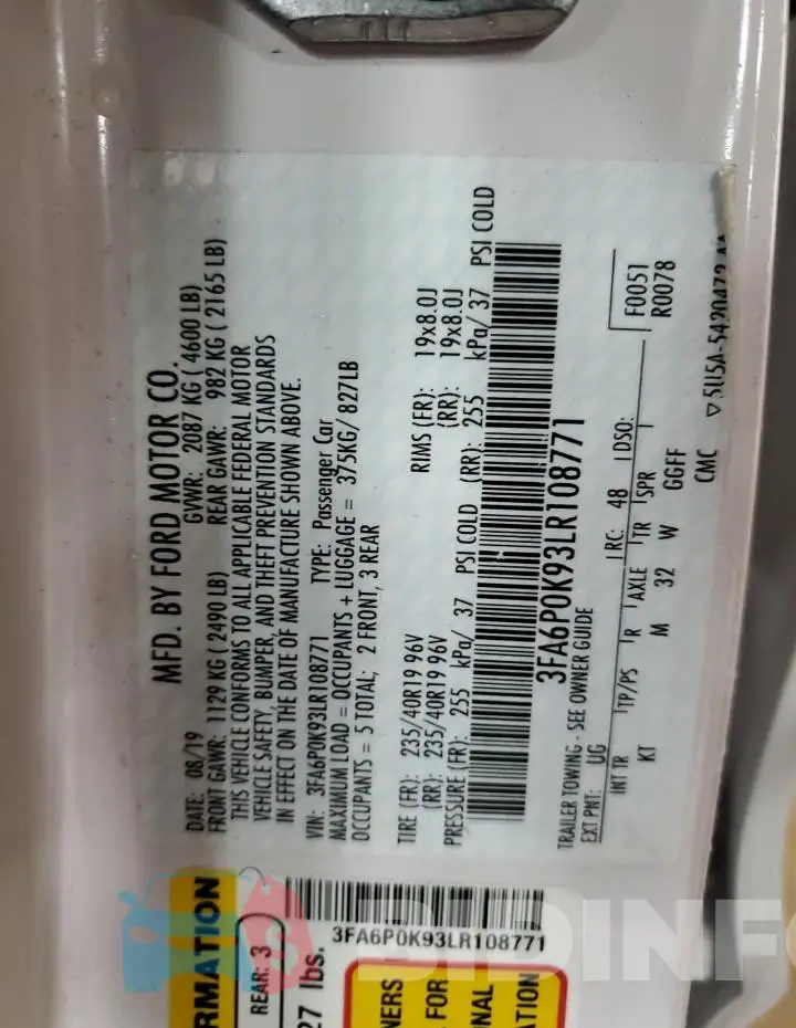 3FA6P0K93LR108771 Photo# 12