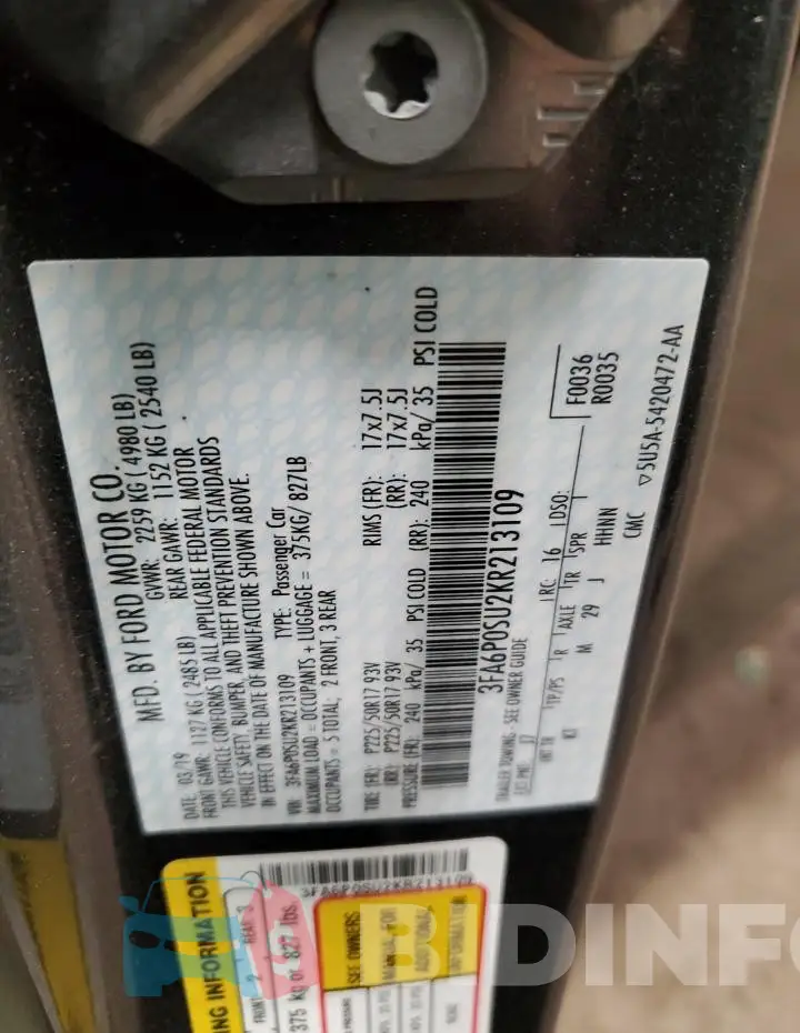 3FA6P0SU2KR213109 Photo# 13
