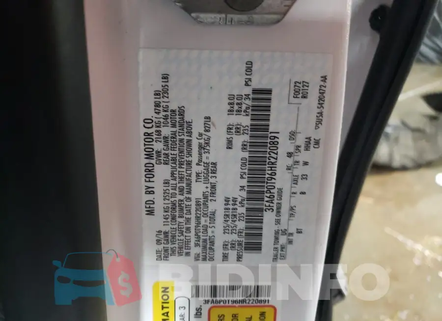 3FA6P0T96HR220891 Photo# 13