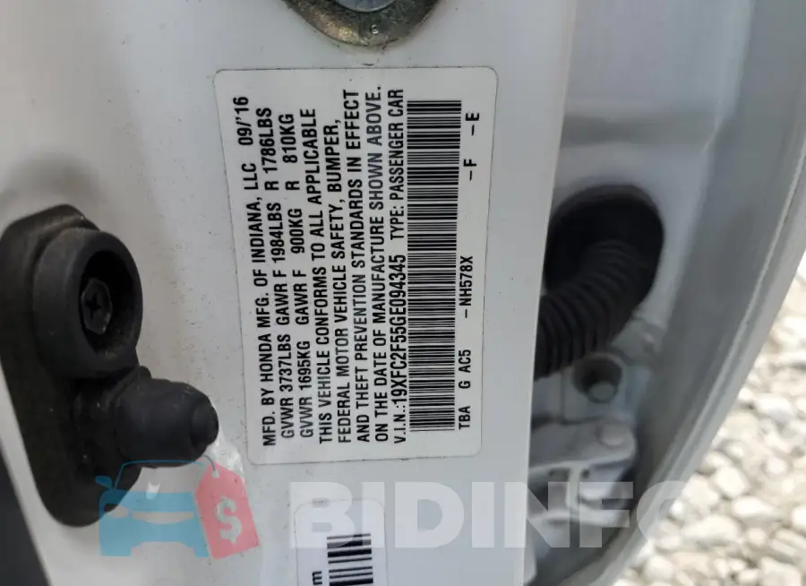 19XFC2F55GE094345 Photo# 12