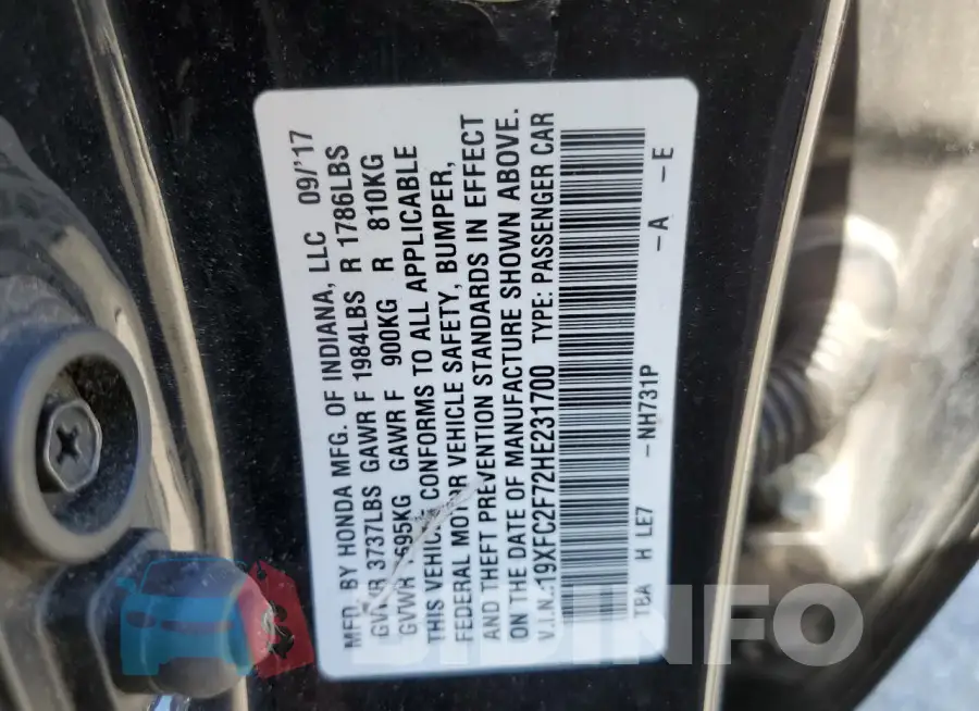 19XFC2F72HE231700 Photo# 12