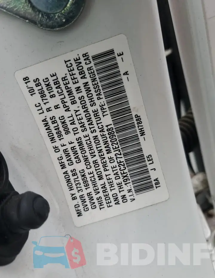19XFC2F72JE209881 Photo# 12