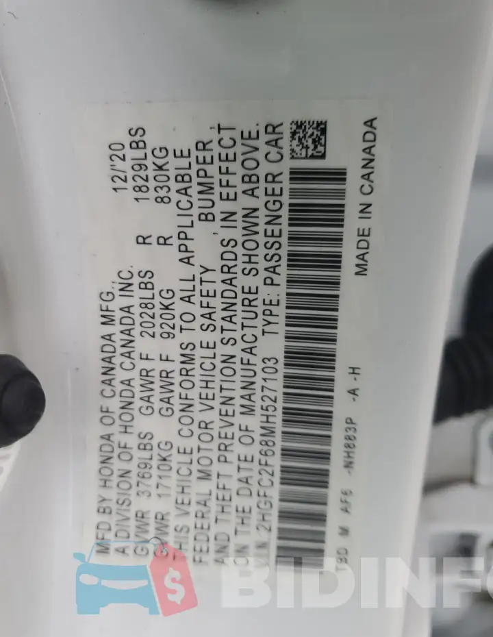 2HGFC2F68MH527103 Photo# 12