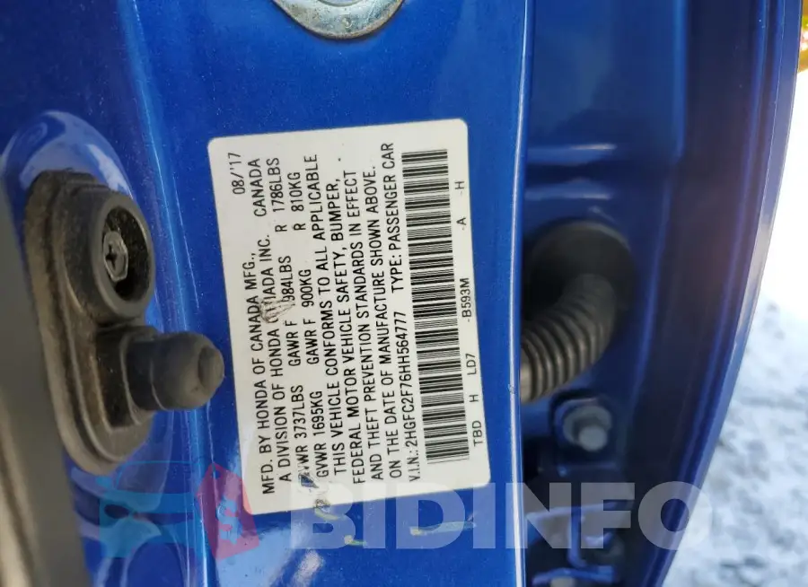 2HGFC2F76HH564777 Photo# 13