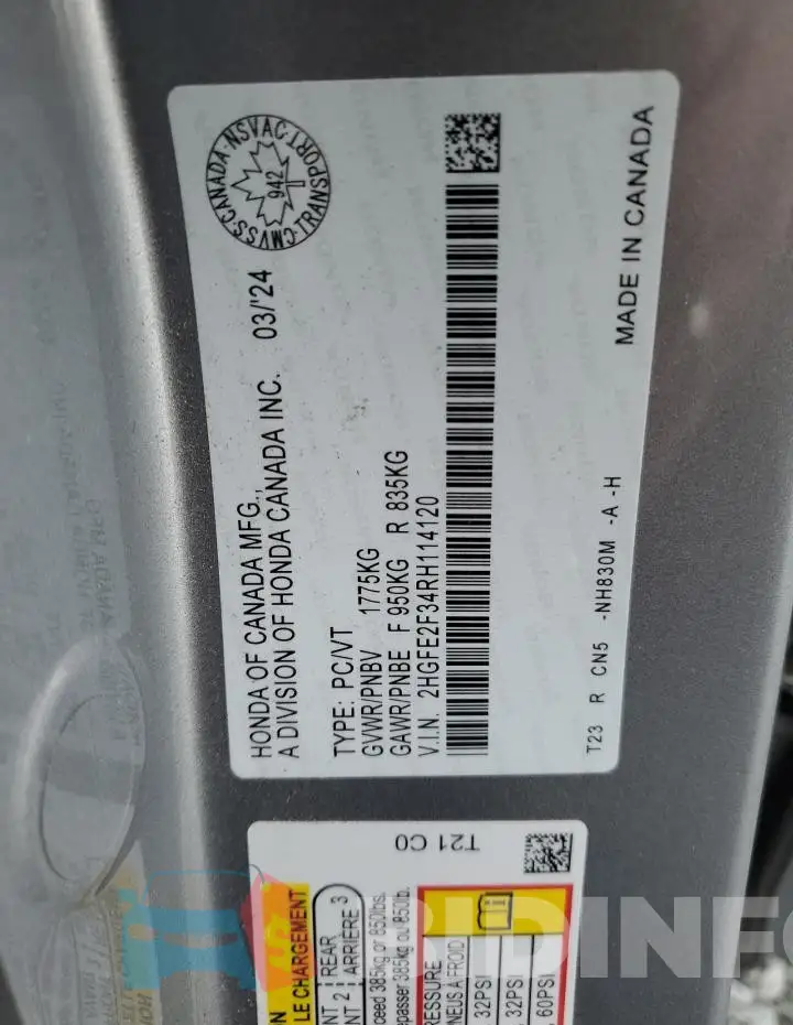2HGFE2F34RH114120 Photo# 13