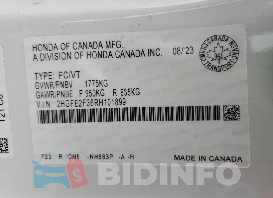 2HGFE2F36RH101899 Photo# 13