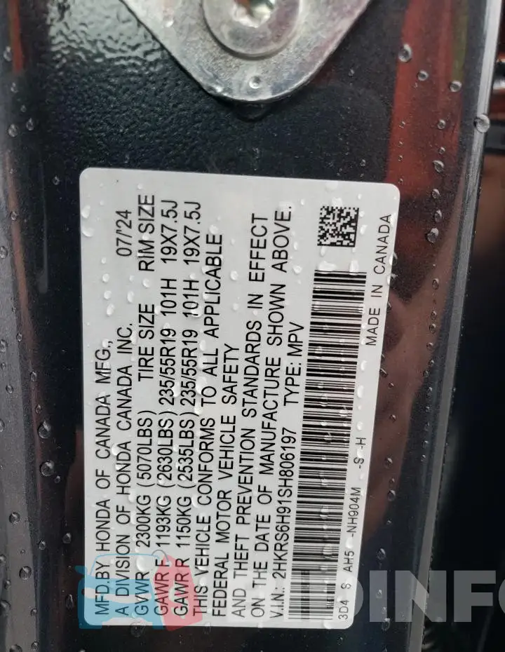 2HKRS6H91SH806197 Photo# 13