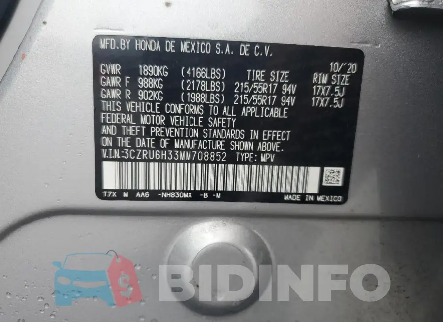 3CZRU6H33MM708852 Photo# 14