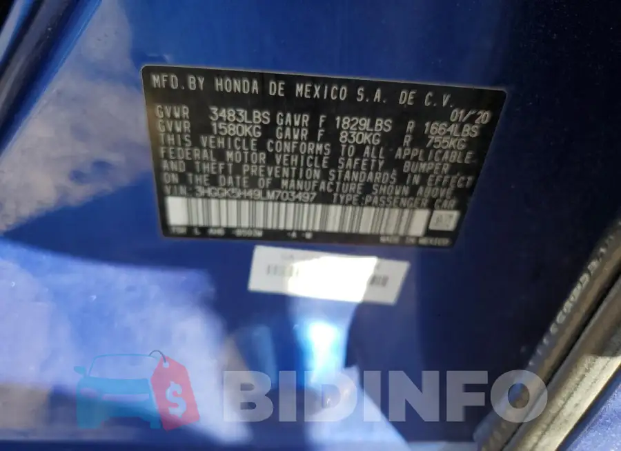 3HGGK5H49LM703497 Photo# 13