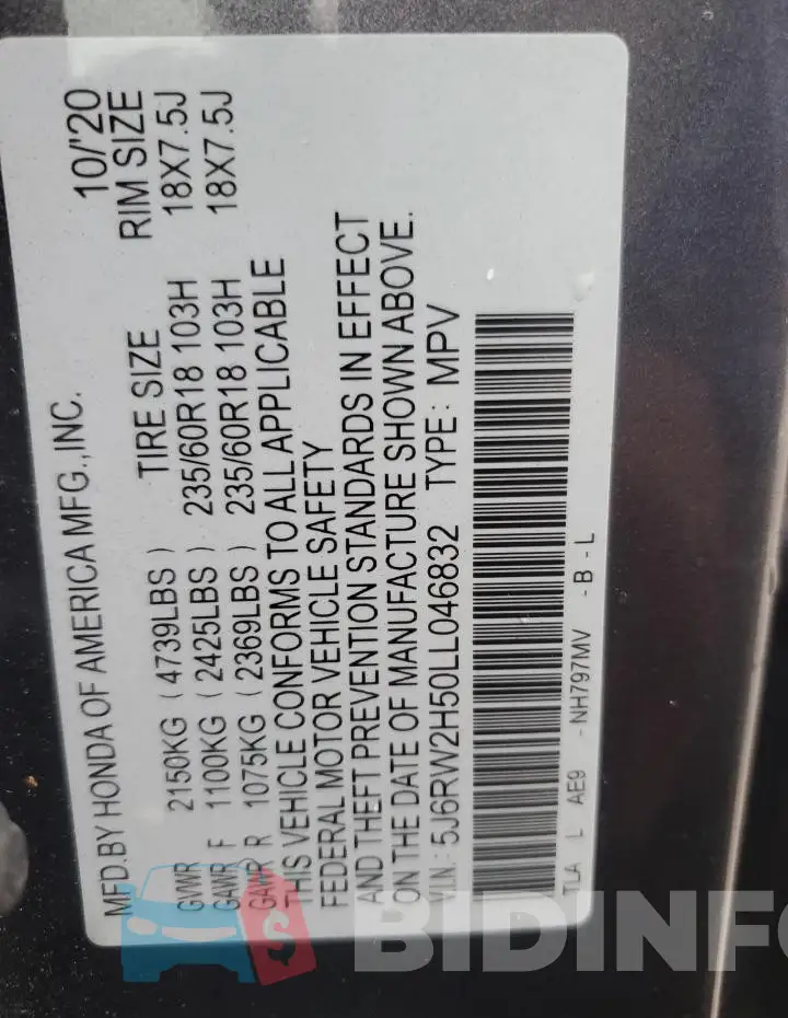 5J6RW2H50LL046832 Photo# 13