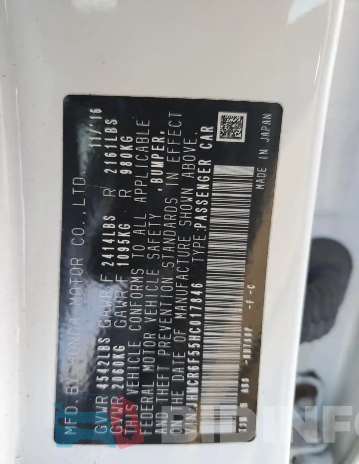 JHMCR6F55HC017846 Photo# 12