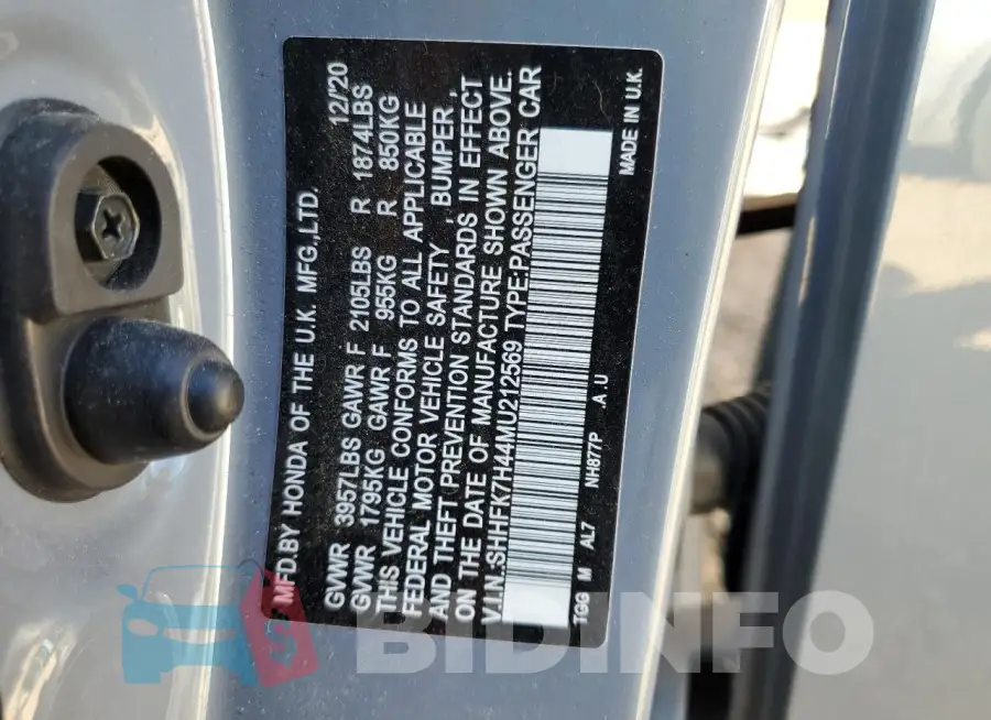 SHHFK7H44MU212569 Photo# 13