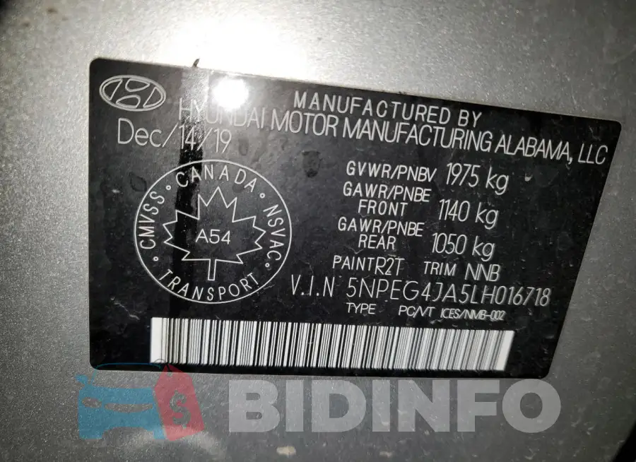 5NPEG4JA5LH016718 Photo# 12