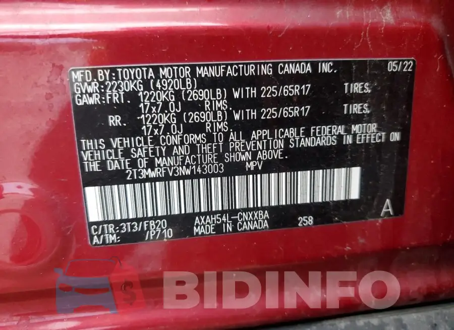 2T3MWRFV3NW143003 Photo# 13