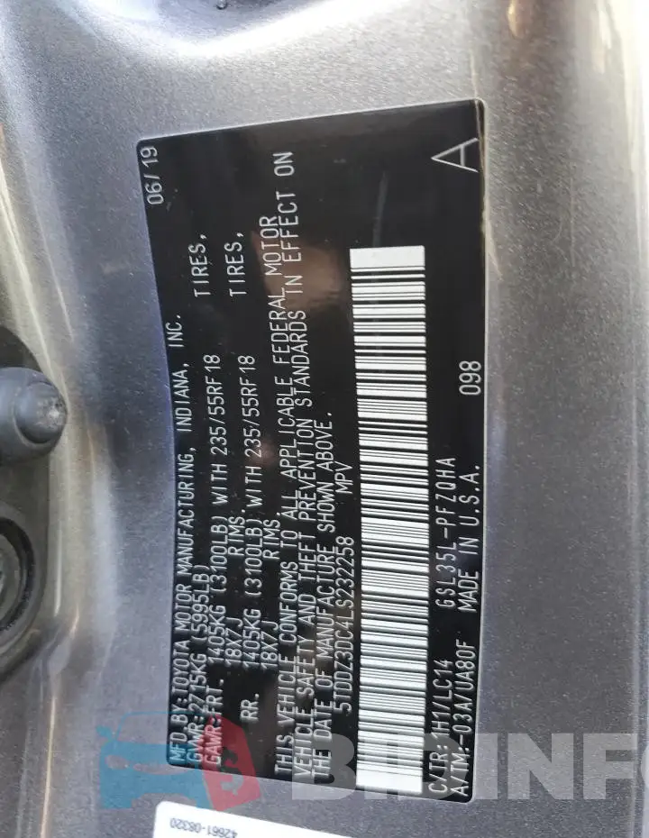 5TDDZ3DC4LS232258 Photo# 14