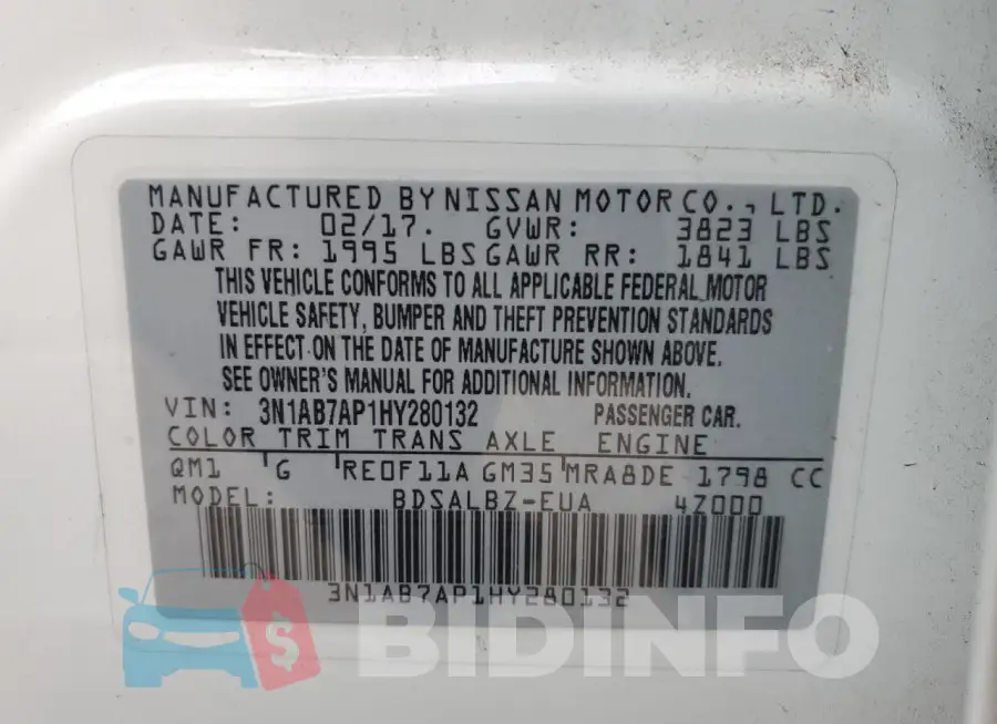 3N1AB7AP1HY280132 Photo# 12