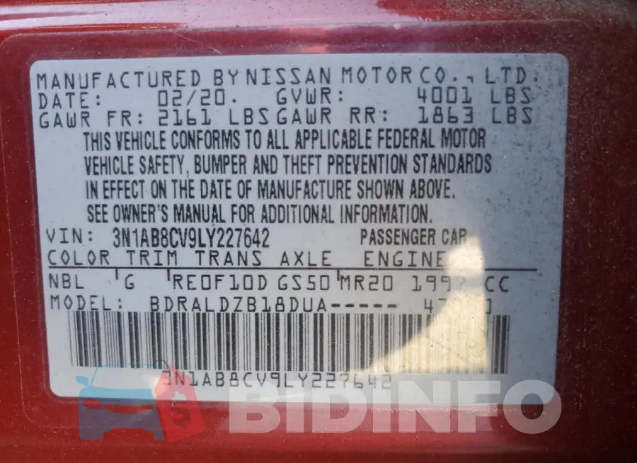 3N1AB8CV9LY227642 Photo# 12