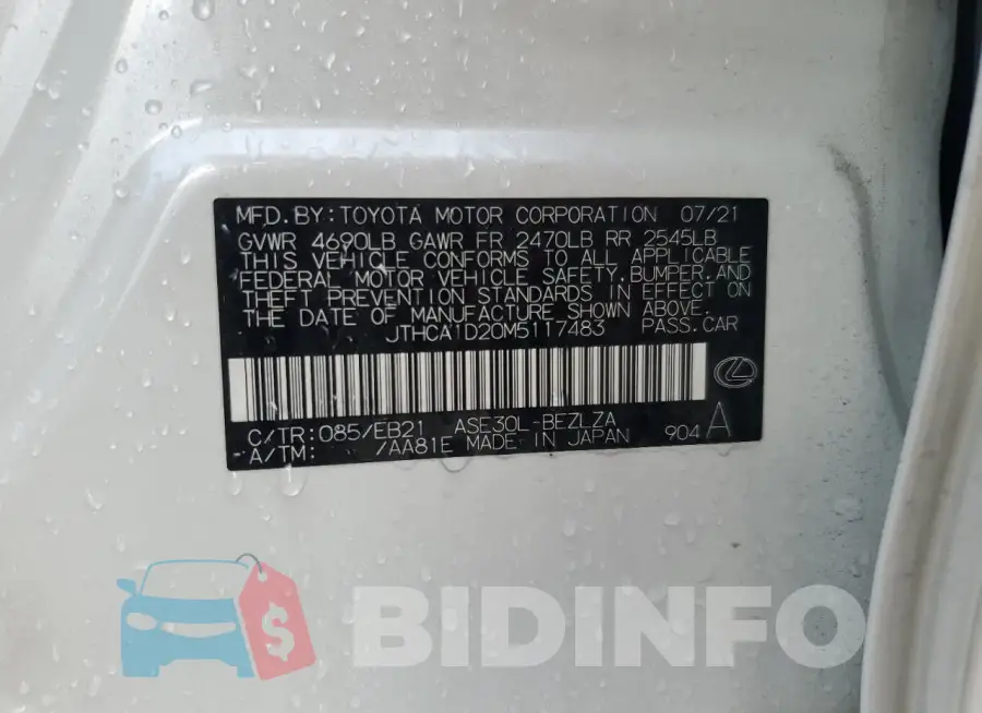 JTHCA1D20M5117483 Photo# 12