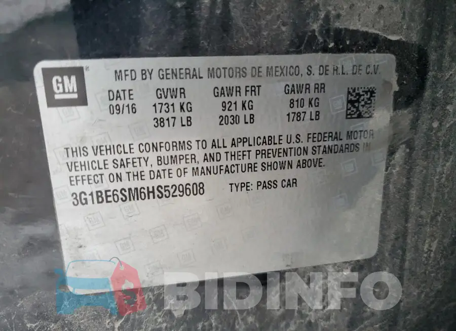 3G1BE6SM6HS529608 Photo# 12