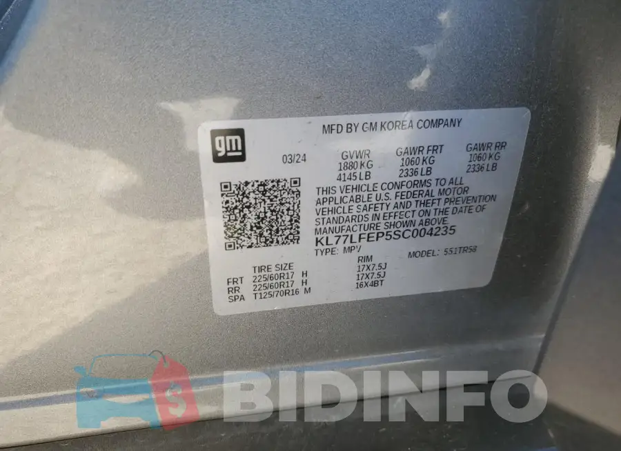 KL77LFEP5SC004235 Photo# 14