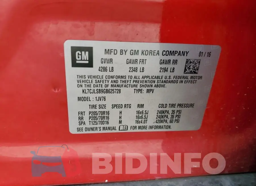 KL7CJLSB9GB625728 Photo# 13
