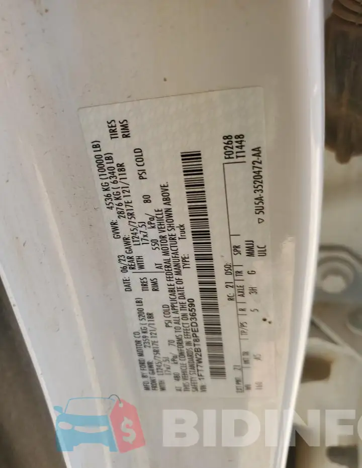 1FT7W2BT8PED36590 Photo# 12