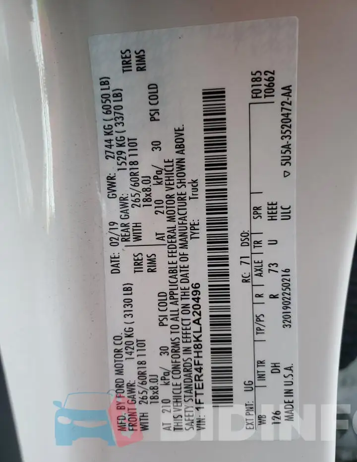 1FTER4FH8KLA20496 Photo# 12