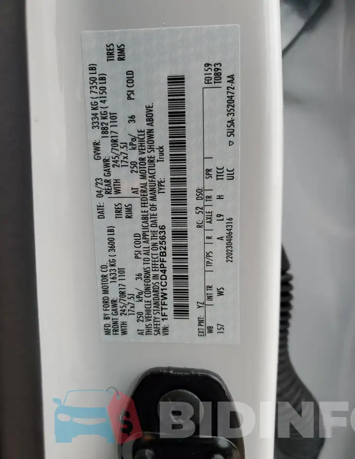 1FTFW1CD4PFB25636 Photo# 13