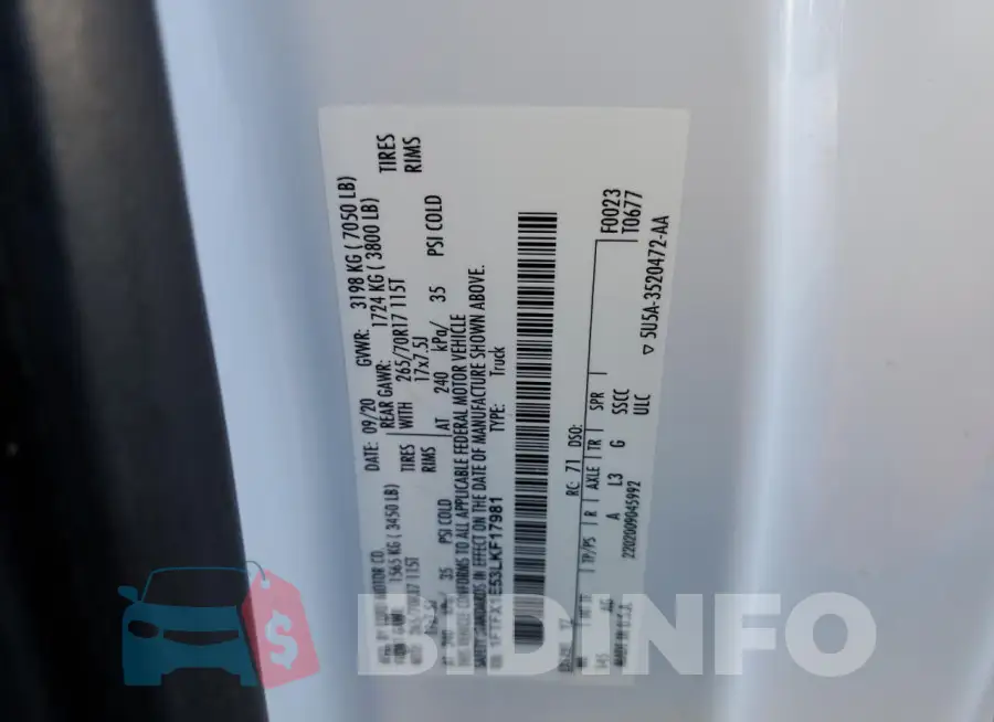 1FTFX1E53LKF17981 Photo# 12
