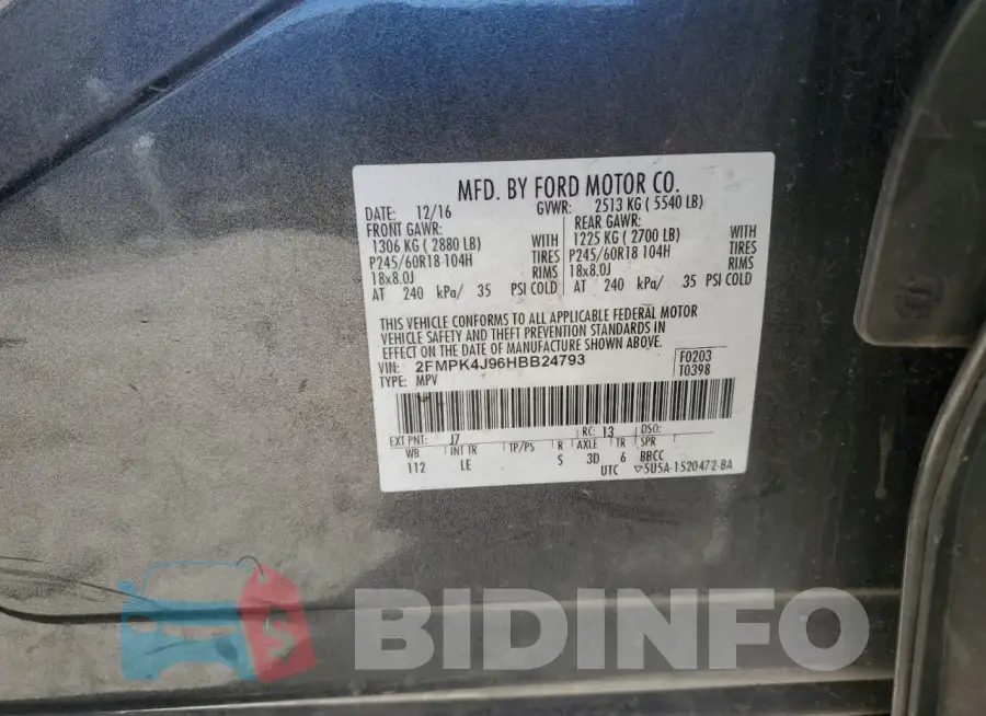 2FMPK4J96HBB24793 Photo# 13