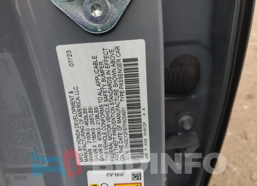 1HGCY2F87PA054951 Photo# 13