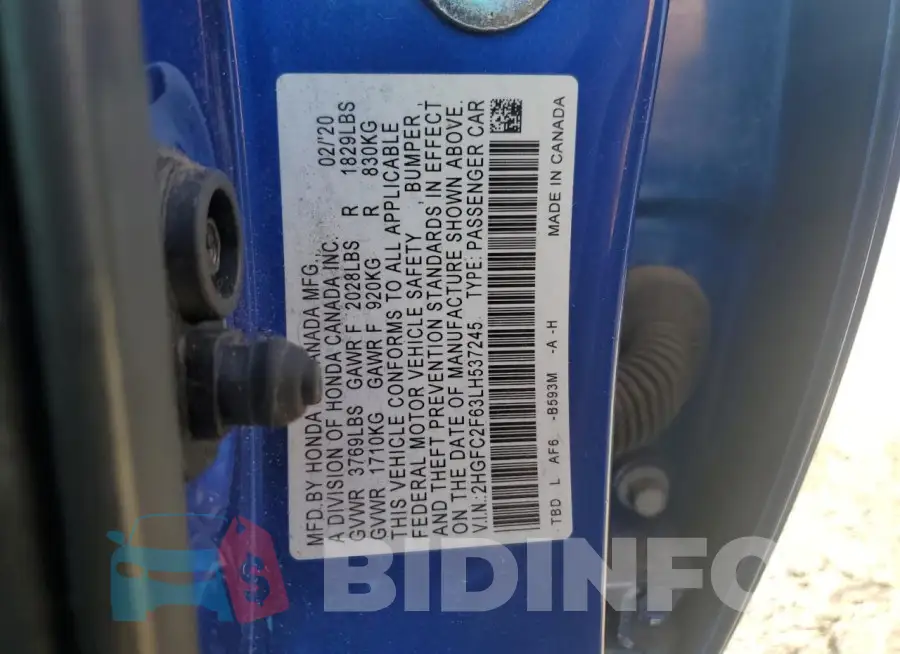 2HGFC2F63LH537245 Photo# 12