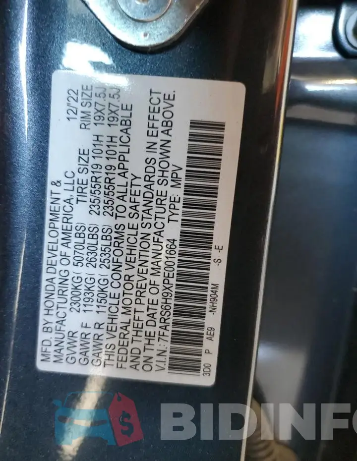 7FARS6H9XPE001664 Photo# 13