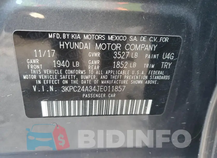 3KPC24A34JE011857 Photo# 12