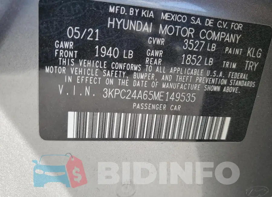 3KPC24A65ME149535 Photo# 13