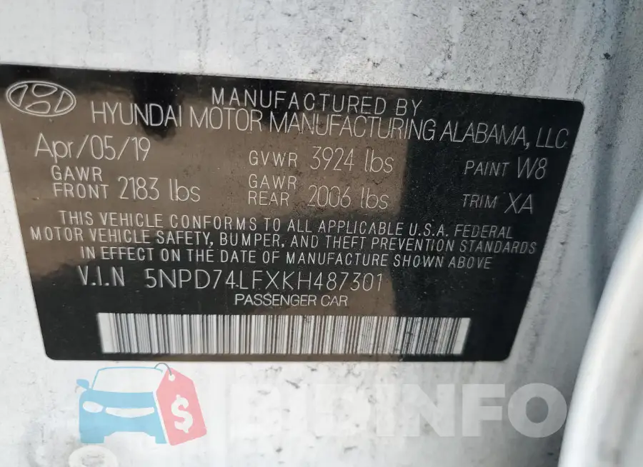 5NPD74LFXKH487301 Photo# 12