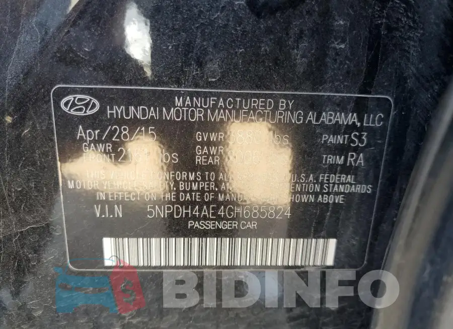 5NPDH4AE4GH685824 Photo# 13