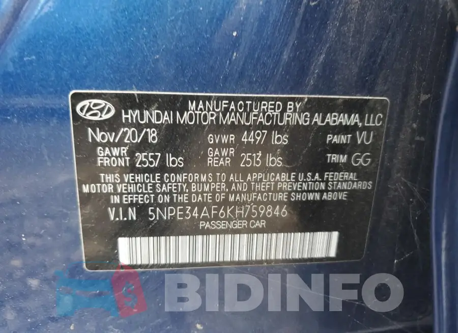 5NPE34AF6KH759846 Photo# 13