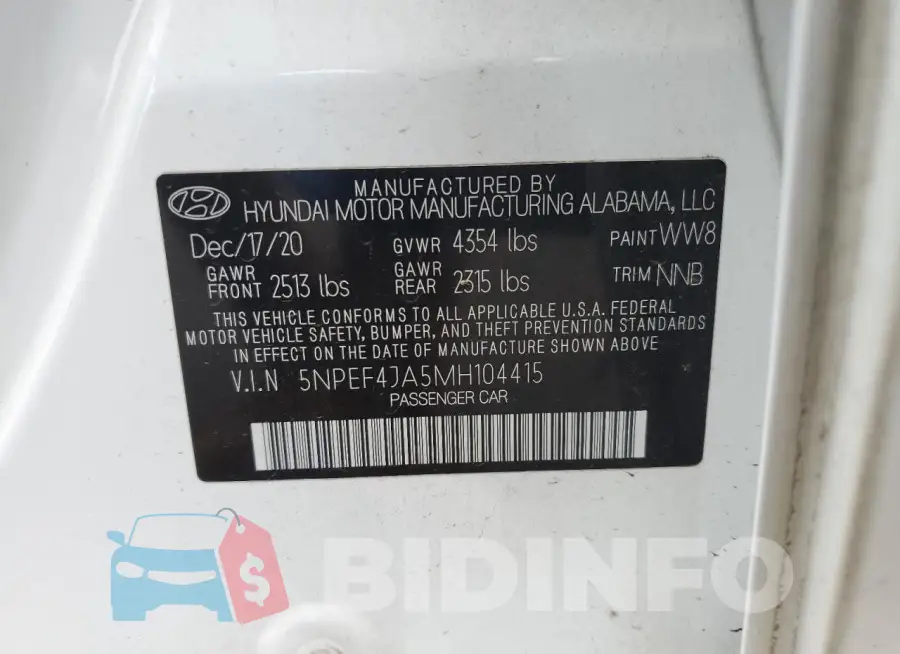 5NPEF4JA5MH104415 Photo# 12