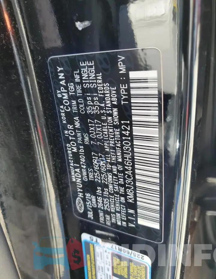 KM8J3CA46HU301421 Photo# 13