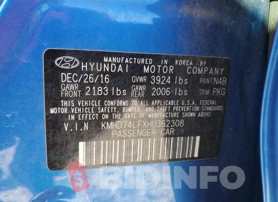 KMHD74LFXHU362308 Photo# 13
