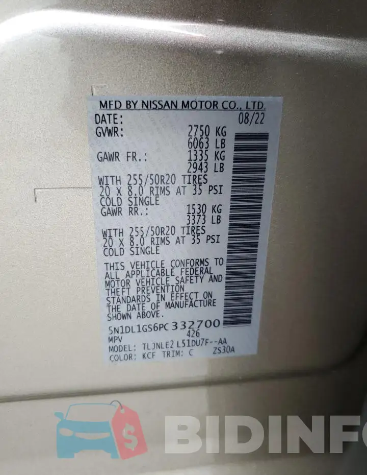 5N1DL1GS6PC332700 Photo# 14