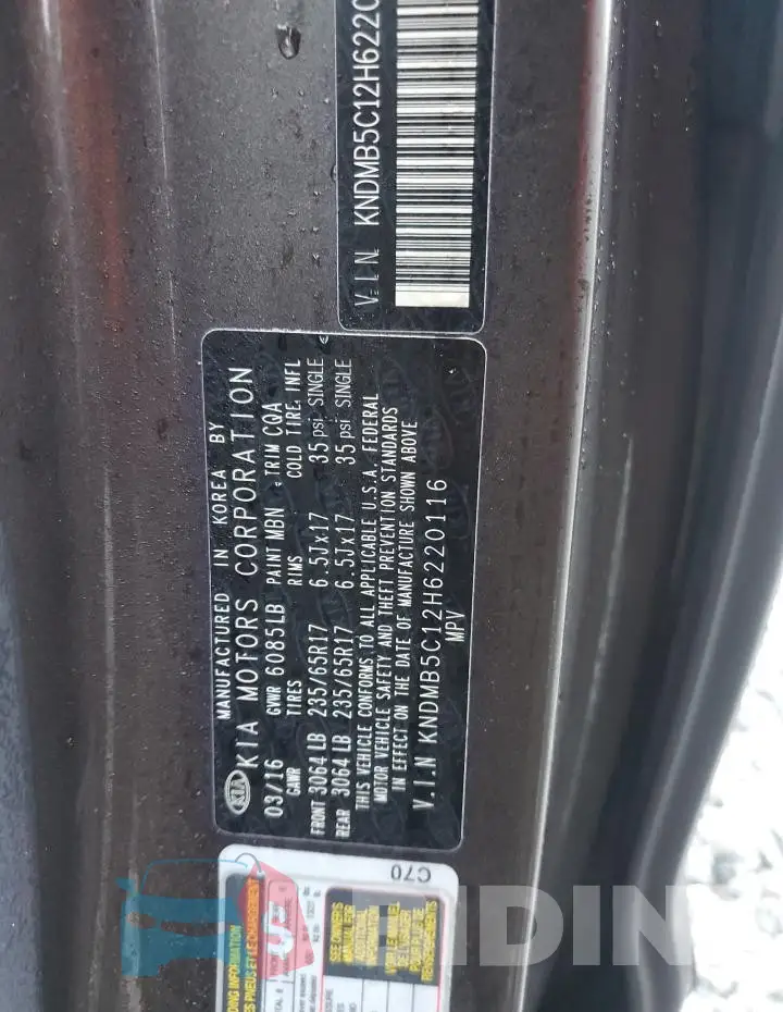 KNDMB5C12H6220116 Photo# 13