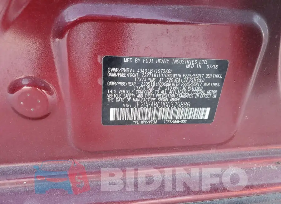 JF2GPABC9GG329886 Photo# 13