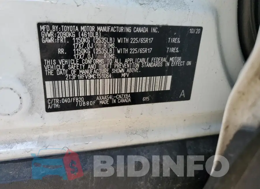 2T3F1RFV9MC151064 Photo# 13