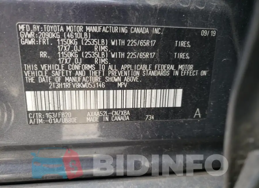 2T3H1RFV8KW053146 Photo# 13